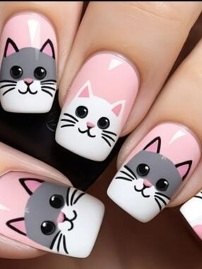 Pink Cat Press On Nsils